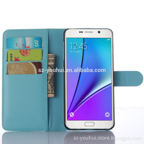 Factory Price Lichee Leather Pouch Wallet Case Folio Stand Cover for Samsung GALAXY A5 A510